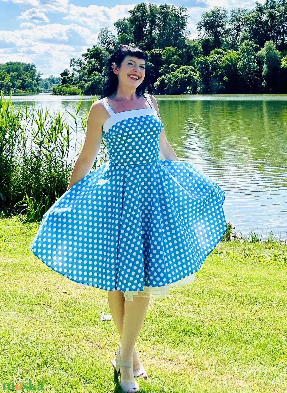 Pinup Rockabilly ruha kék pöttyös - ruha & divat - női ruha - ruha - Meska.hu Pinup Rockabilly ruha kék pöttyös - ruha & divat - női ruha - ruha - Meska.hu