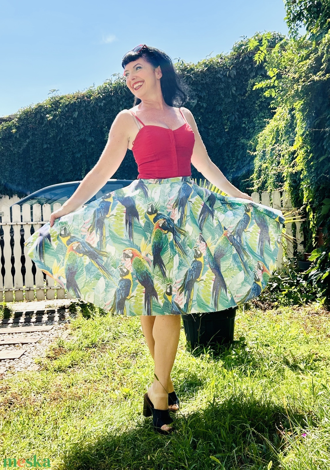 Rockabilly szoknya papagájos Pálmás - ruha & divat - női ruha - szoknya - Meska.hu Rockabilly szoknya papagájos Pálmás - ruha & divat - női ruha - szoknya - Meska.hu