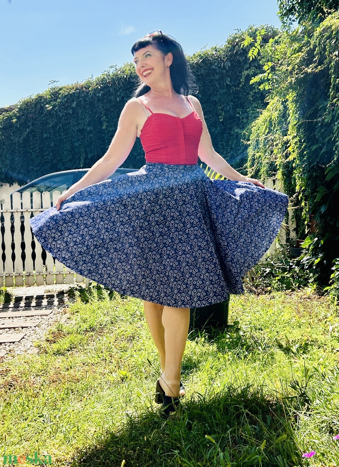 Folk Rockabilly szoknya kékfestő tulipános mintás - ruha & divat - női ruha - szoknya - Meska.hu Folk Rockabilly szoknya kékfestő tulipános mintás - ruha & divat - női ruha - szoknya - Meska.hu