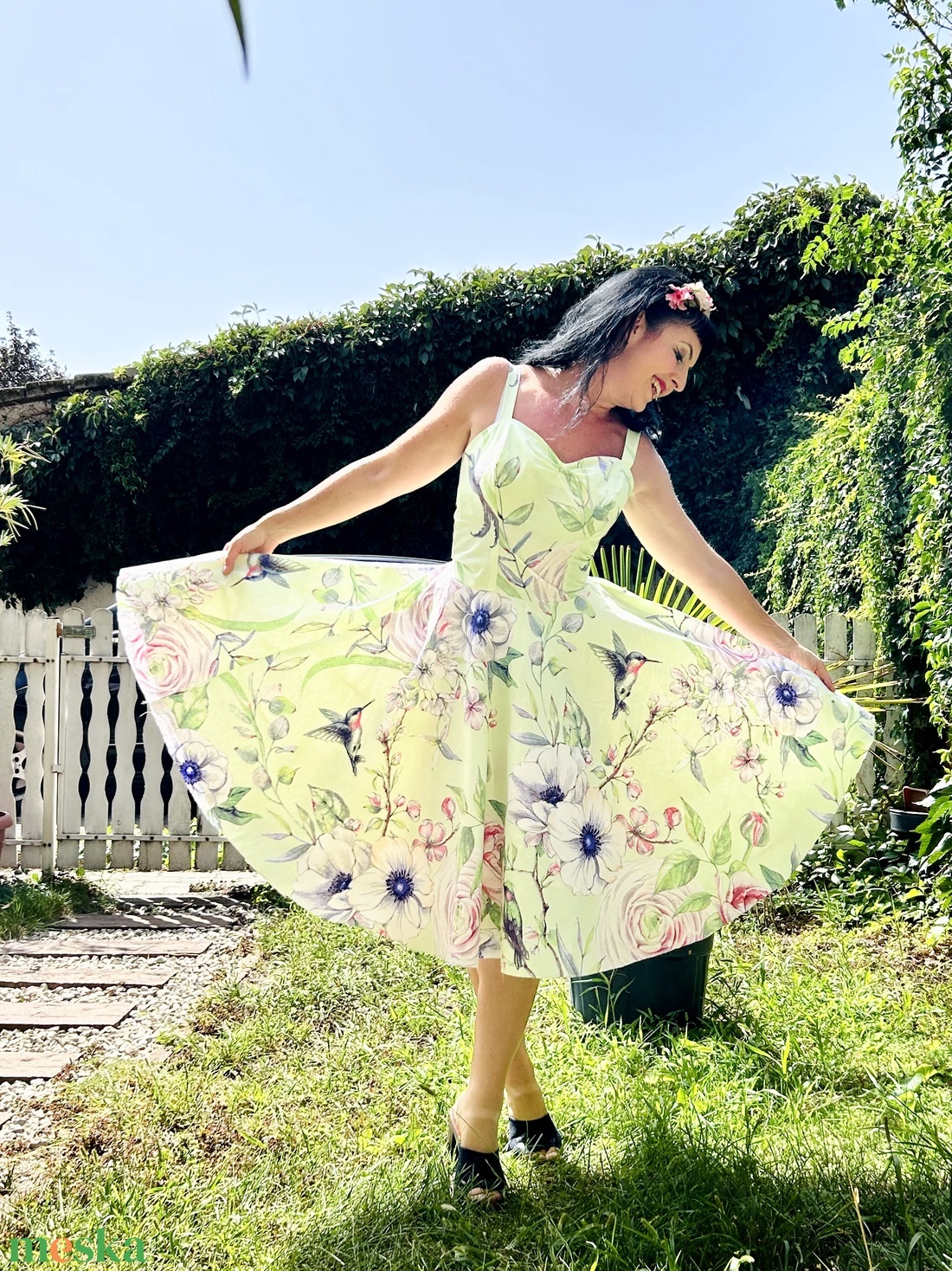 Folk Rockabilly ruha, rózsa és kolibri mintás LIMITÁLT - ruha & divat - női ruha - ruha - Meska.hu Folk Rockabilly ruha, rózsa és kolibri mintás LIMITÁLT - ruha & divat - női ruha - ruha - Meska.hu