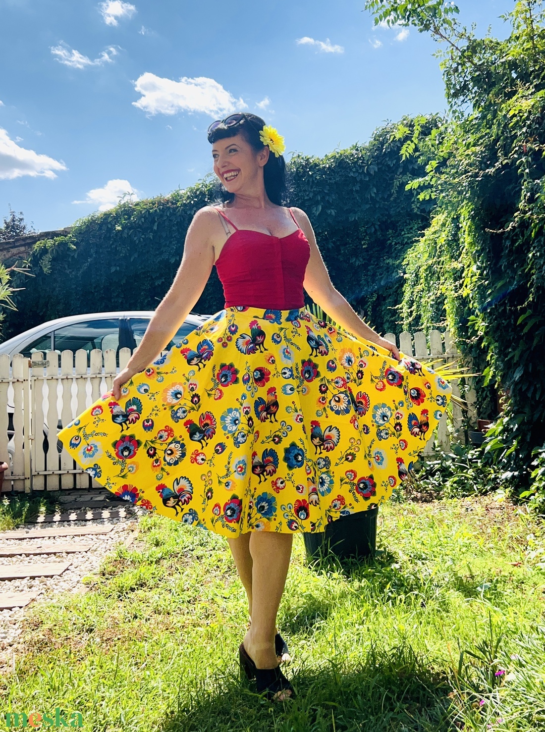 Folk Rockabilly szoknya kakasos népiestulipános mintás - ruha & divat - női ruha - szoknya - Meska.hu Folk Rockabilly szoknya kakasos népiestulipános mintás - ruha & divat - női ruha - szoknya - Meska.hu