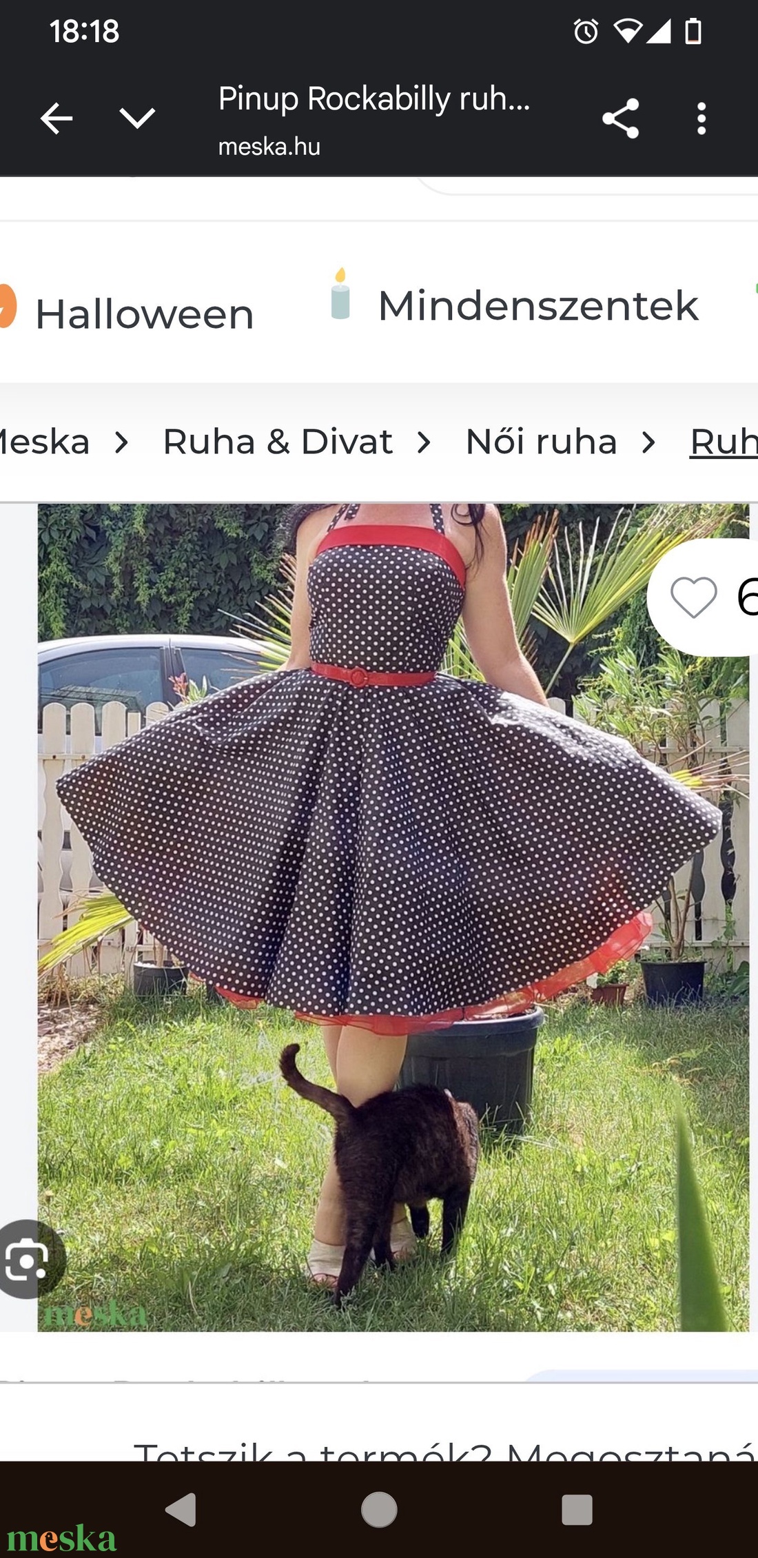 Pinup Rockabilly ruha kék alapon fehér pöttyös  - ruha & divat - női ruha - ruha - Meska.hu