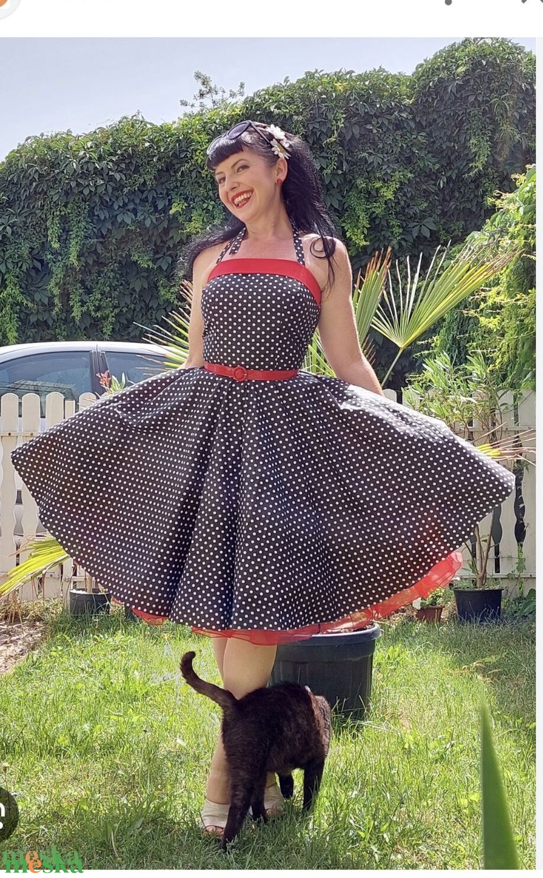 Pinup Rockabilly ruha kék pöttyös  - ruha & divat - női ruha - ruha - Meska.hu