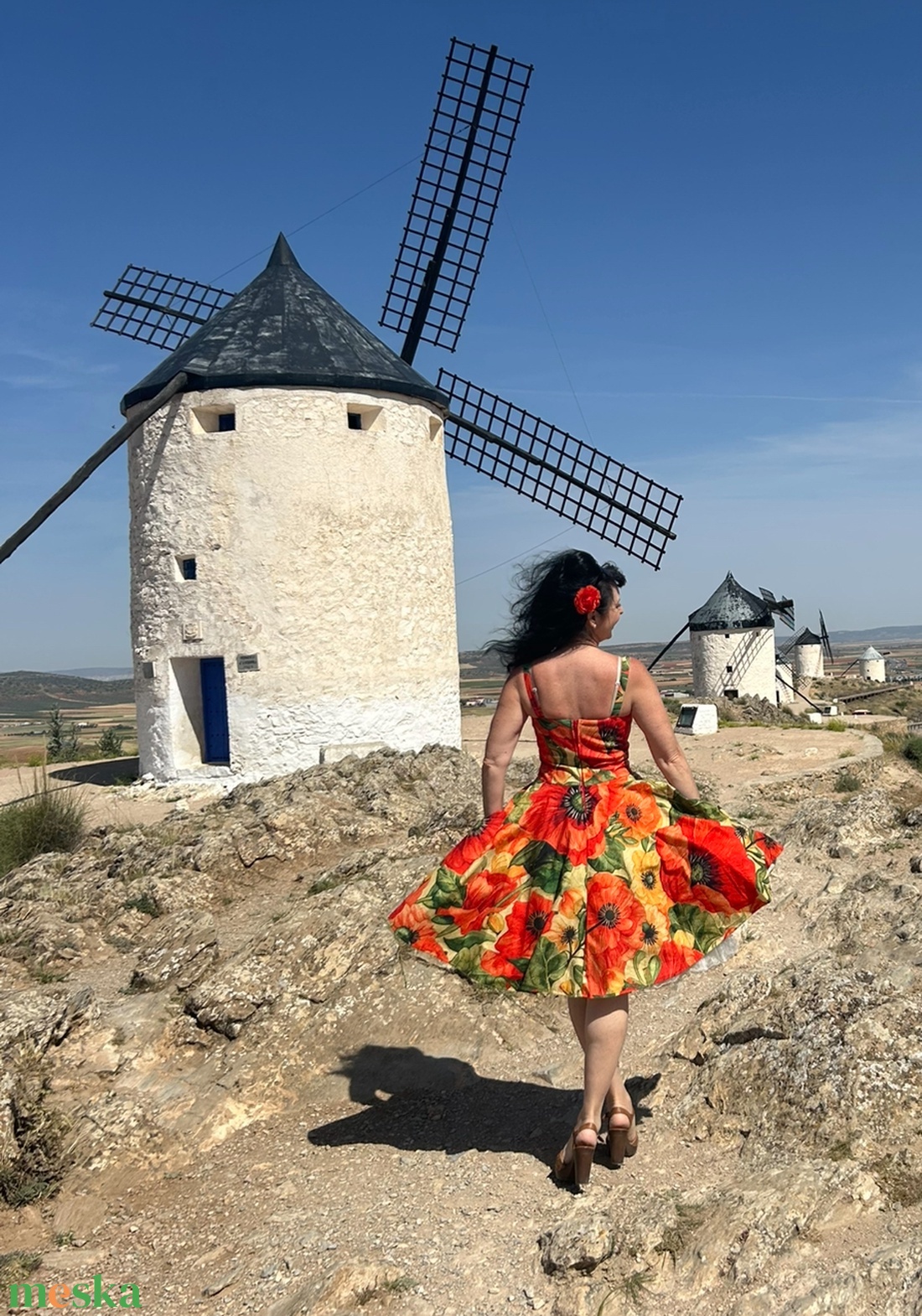 Pinup Rockabilly ruha, LIMITÁLT bársony pipacs mintás  - ruha & divat - női ruha - ruha - Meska.hu