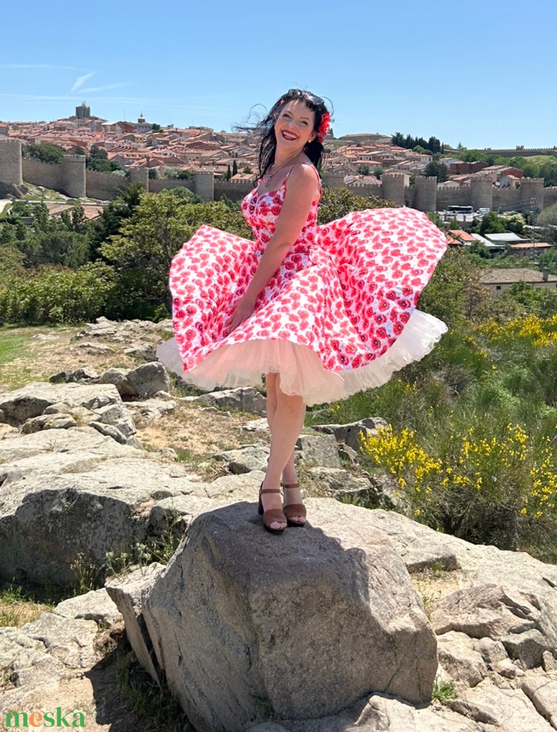 Pinup Rockabilly ruha, LIMITÁLT pipacs mintás  - ruha & divat - női ruha - ruha - Meska.hu