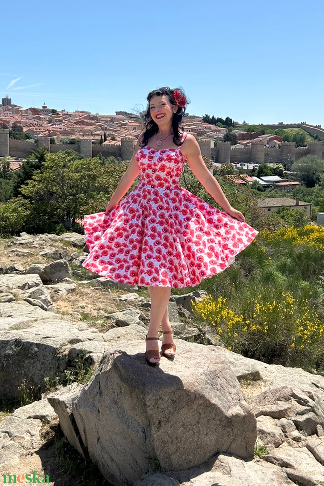 Pinup Rockabilly ruha, LIMITÁLT pipacs mintás  - ruha & divat - női ruha - ruha - Meska.hu