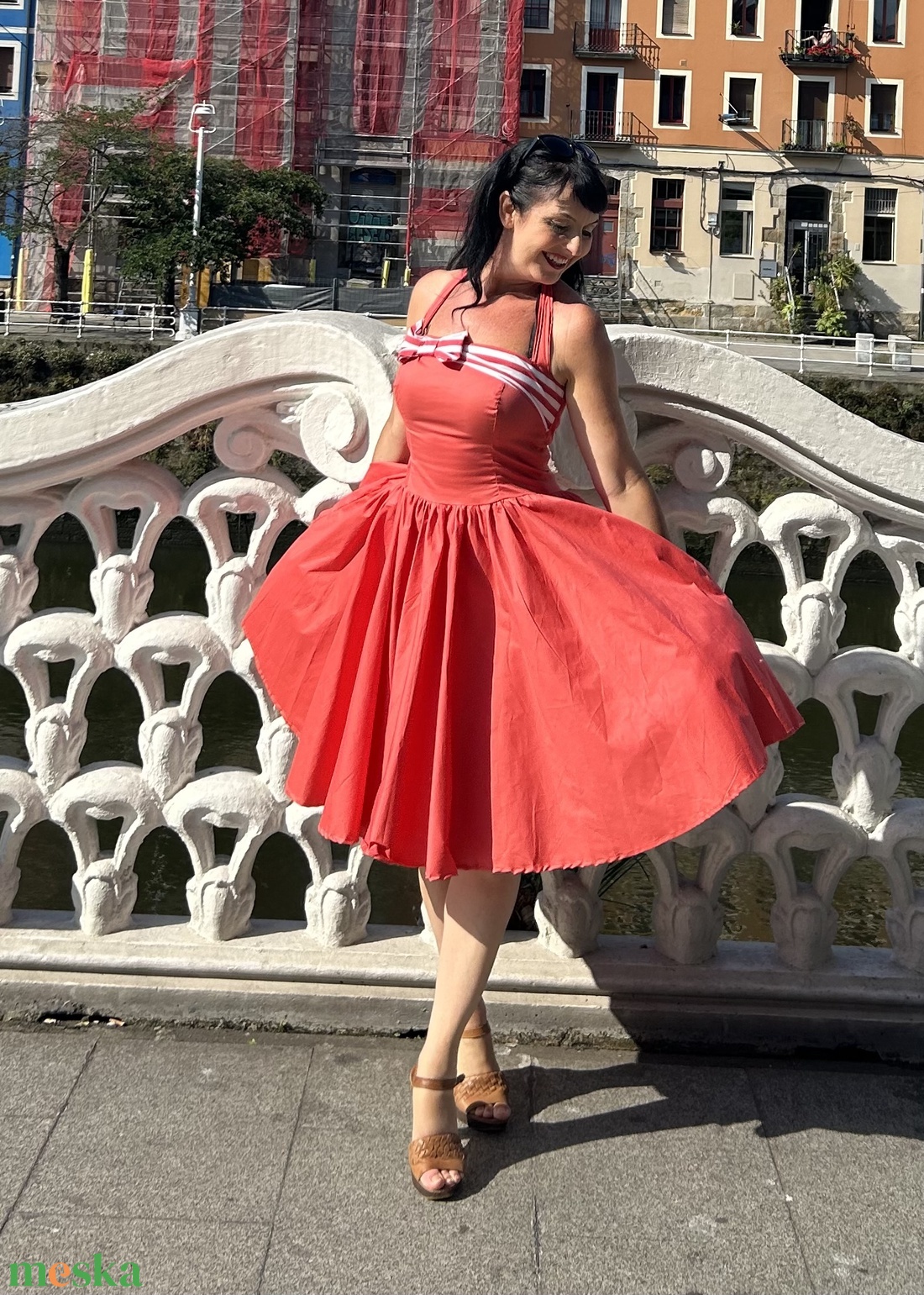 Pinup Rockabilly ruha Lazac színű LIMTÁLT - otthon & életmód - dekoráció - halloween - halloweeni jelmez és kiegészítők - Meska.hu