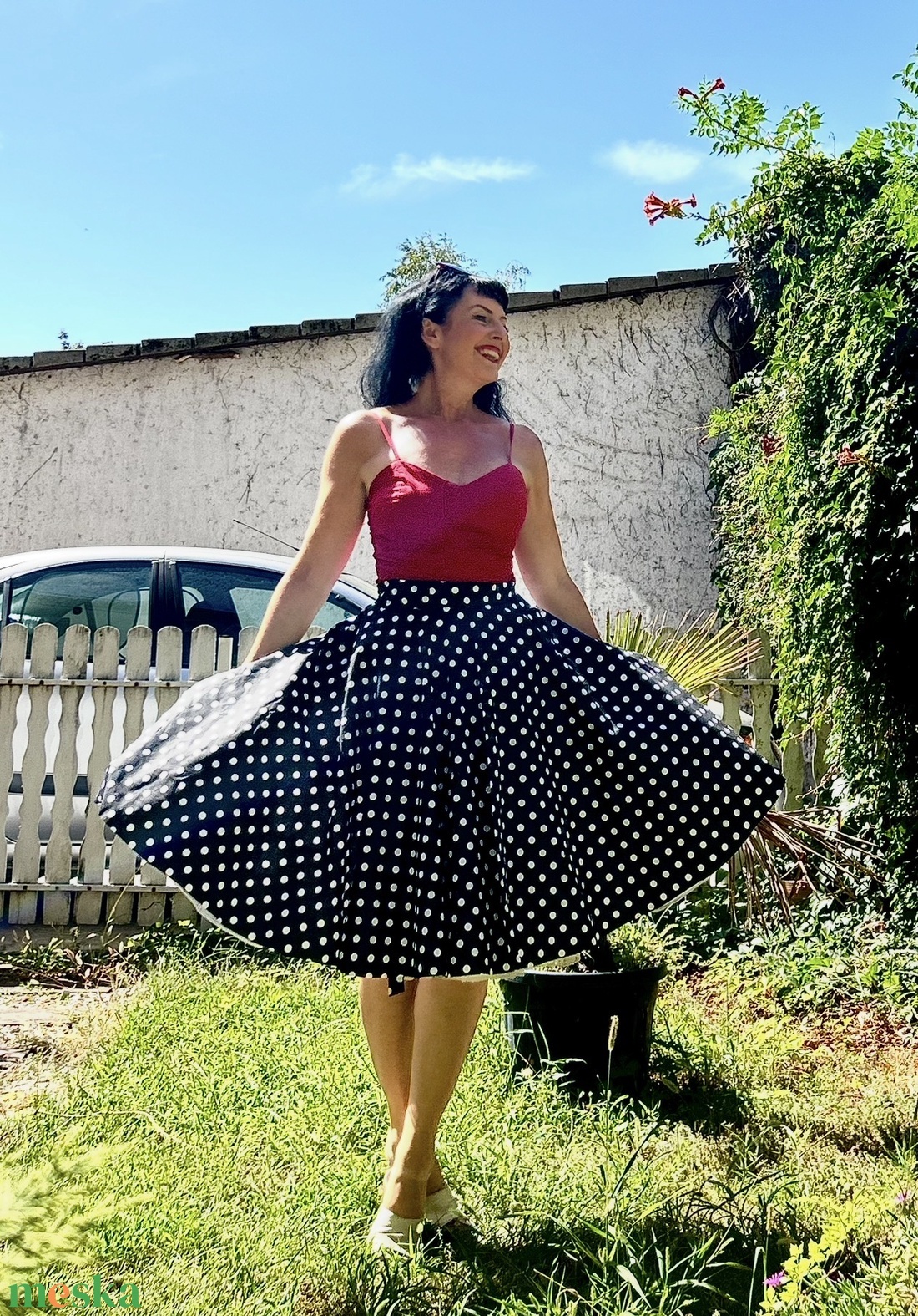 Pinup Rockabilly szoknya pöttyös - ruha & divat - női ruha - szoknya - Meska.hu
