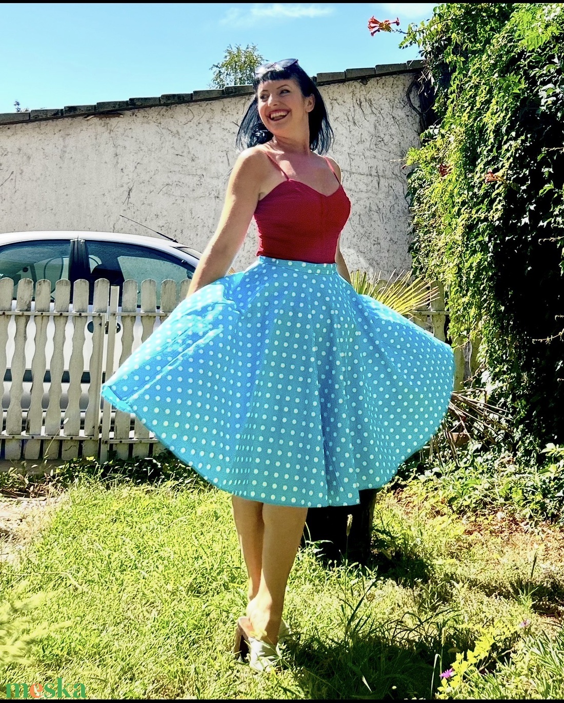 Pinup Rockabilly szoknya pöttyös - ruha & divat - női ruha - szoknya - Meska.hu