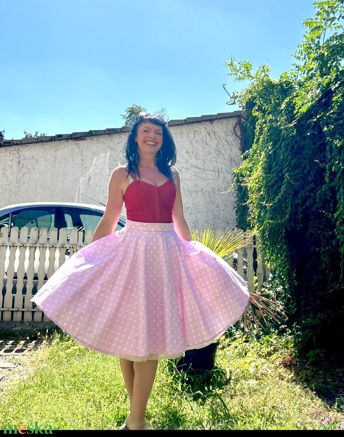 Pinup Rockabilly szoknya pöttyös - ruha & divat - női ruha - szoknya - Meska.hu