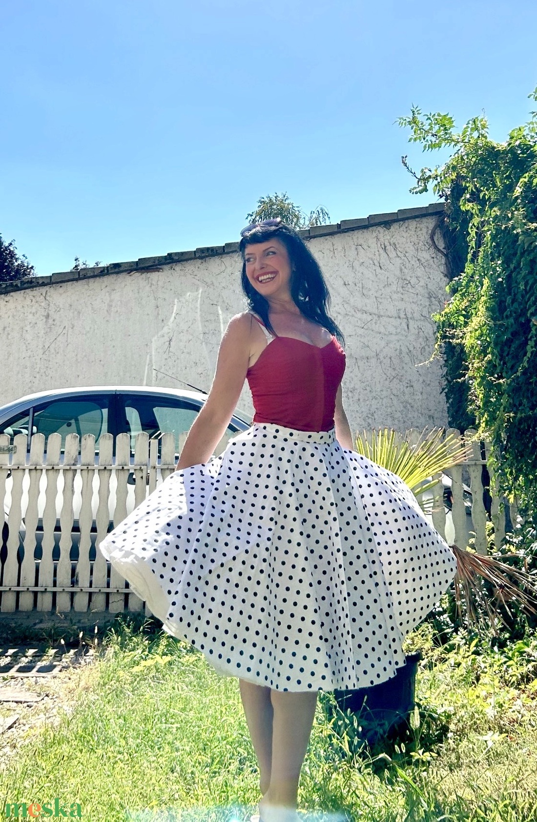 Pinup Rockabilly szoknya pöttyös - ruha & divat - női ruha - szoknya - Meska.hu