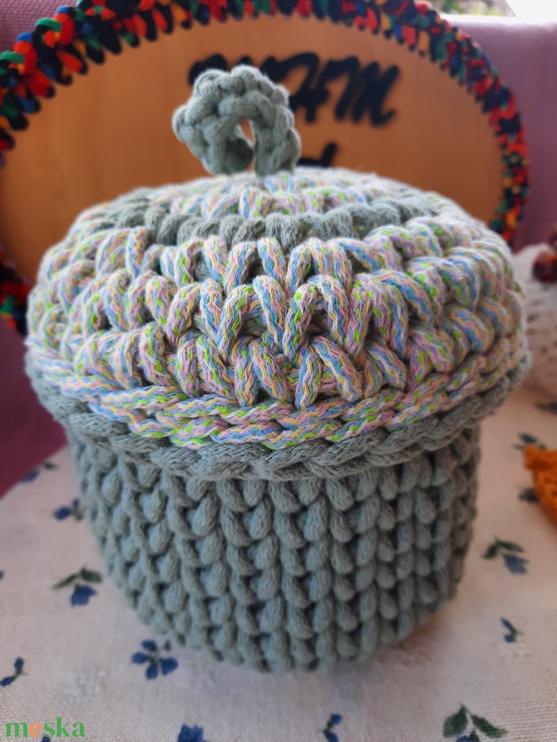 Horgolt őszi dekor szett: asztali alátét, makk tároló, töldísz. - otthon & életmód - dekoráció - asztal és polc dekoráció - horgolt & csipketerítő - Meska.hu