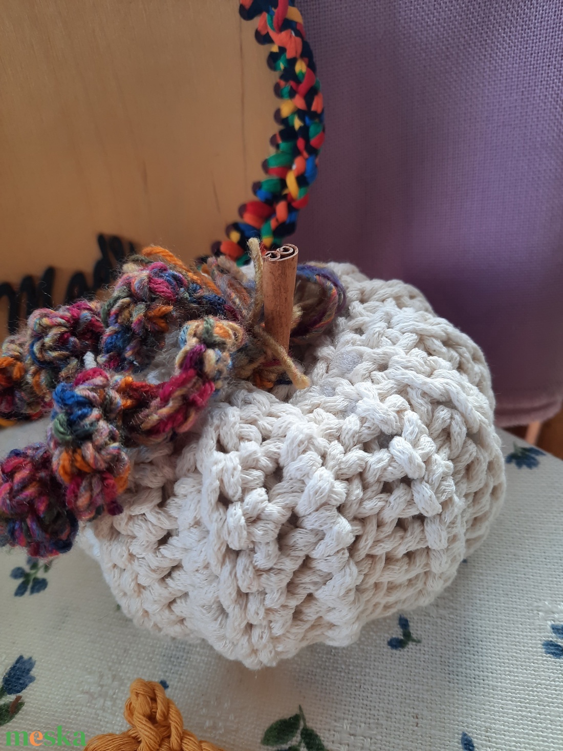 Horgolt őszi dekor szett: asztali alátét, makk tároló, töldísz. - otthon & életmód - dekoráció - asztal és polc dekoráció - horgolt & csipketerítő - Meska.hu