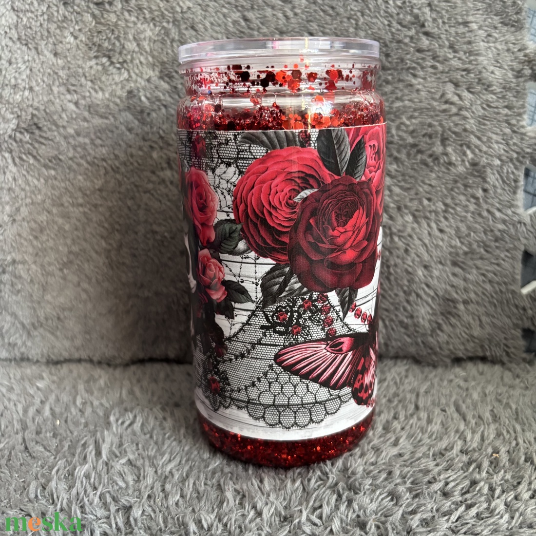 Csillámos szívószálas pohár - otthon & életmód - konyhafelszerelés, tálalás - tálalás - pohár - Meska.hu