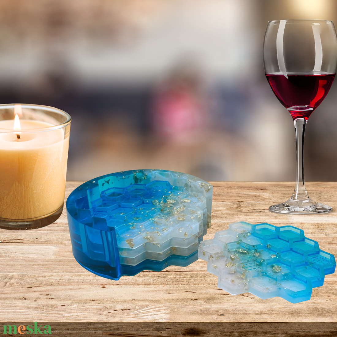 Méhrácsos poháralátét szett - otthon & életmód - konyhafelszerelés, tálalás - tálalás - tányér- és poháralátét - Meska.hu