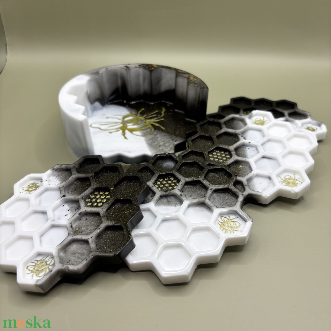 Méhrácsos poháralátét szett - otthon & életmód - konyhafelszerelés, tálalás - tálalás - tányér- és poháralátét - Meska.hu