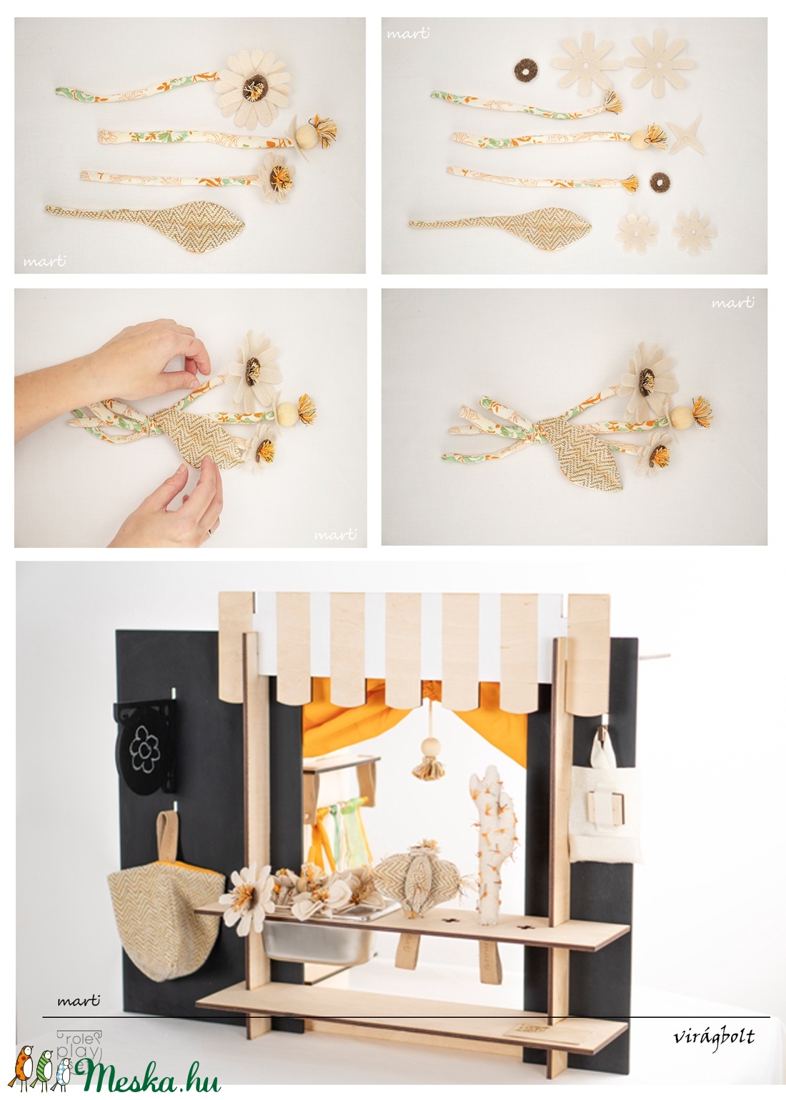 marti - role play set Nr.1. (szerepjáték szett) + tematikus készlet - virágbolt, narancssárga - bézs - virágos -  - Meska.hu