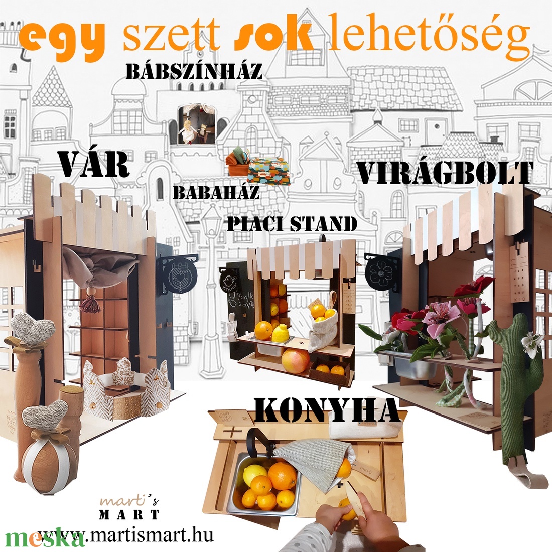 Többfunkciós szerepjáték alapszett, + ajándék babaház készlet a dobozban - játék & sport - szerepjáték - Meska.hu