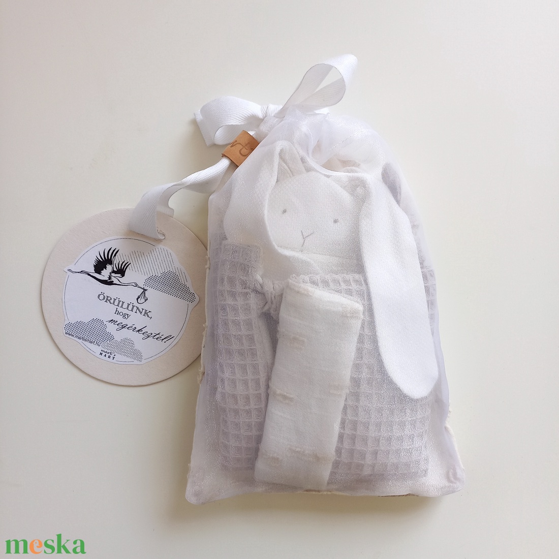  nyuszis szundikendő - alvóka, újszülött kortól  - baba - mama - baba játékok - szundikendő, alvóka - Meska.hu