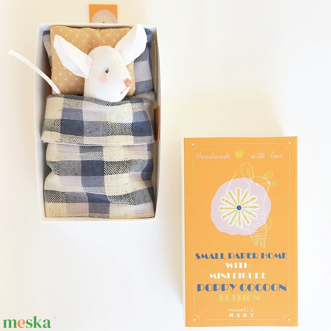 Egérke - textil-, marokjáték gyufásdobozban, kihajtogatható mini hálószobával - játék & sport - plüssállat & játékfigura - egér - Meska.hu