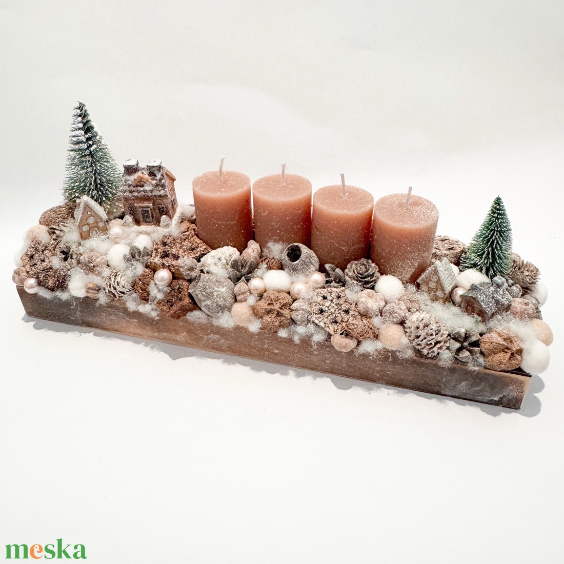 Kisfalus adventi tál - karácsony - adventi díszek - adventi asztaldísz - Meska.hu