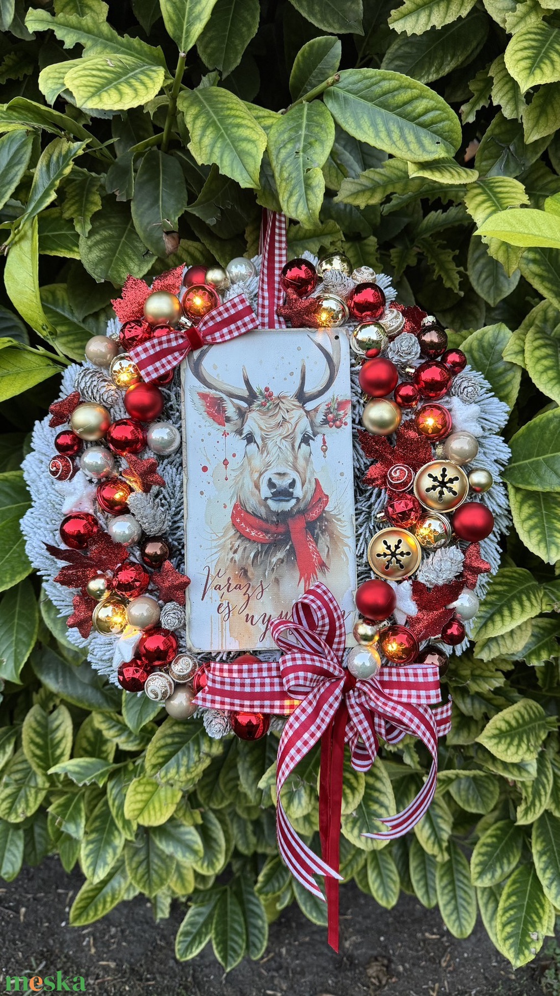 Csodaszarvasos világító kopogtató  - otthon & életmód - dekoráció - ajtó- és ablak dekoráció - ajtódísz & kopogtató - Meska.hu