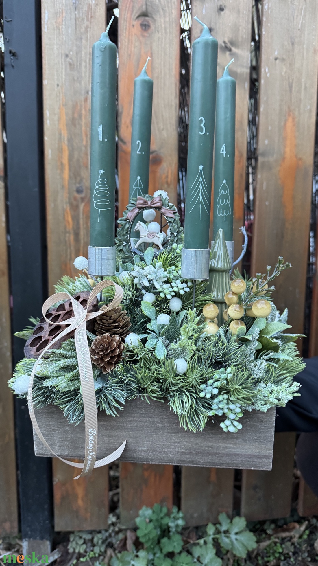 Szálas gyertyás adventi dísz - karácsony - adventi díszek - adventi gyertyadíszek és koszorúdíszek - Meska.hu