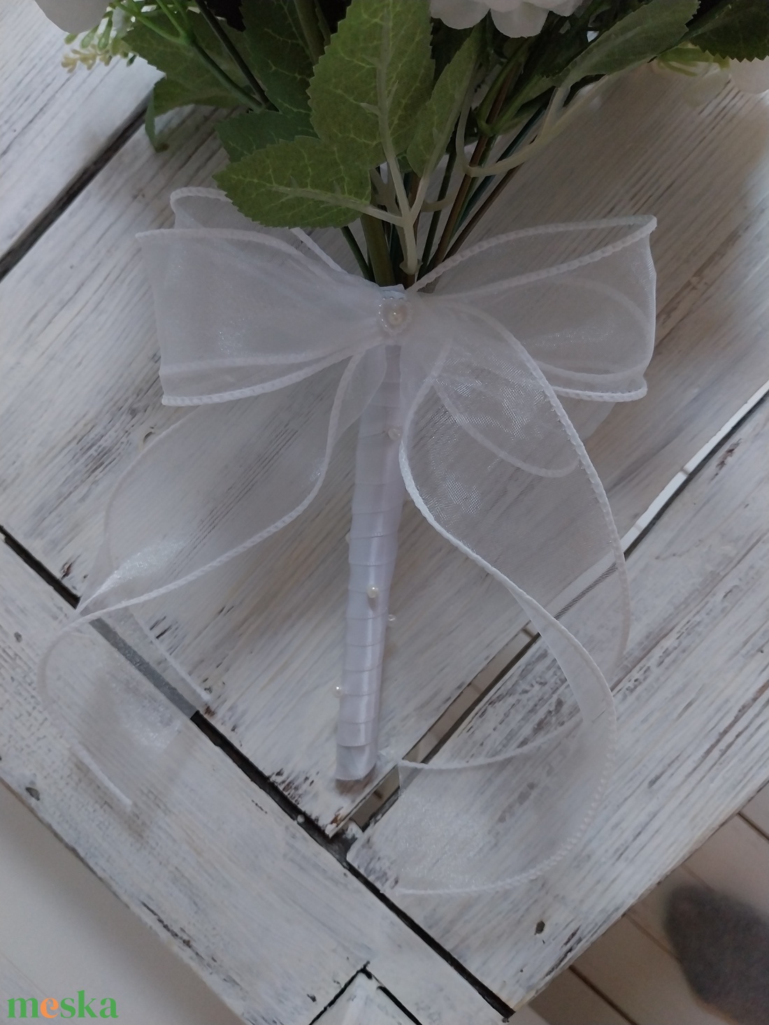 Halványrózsaszín bazsarózsa menyasszonyi csokor - esküvő - menyasszonyi- és dobócsokor - Meska.hu