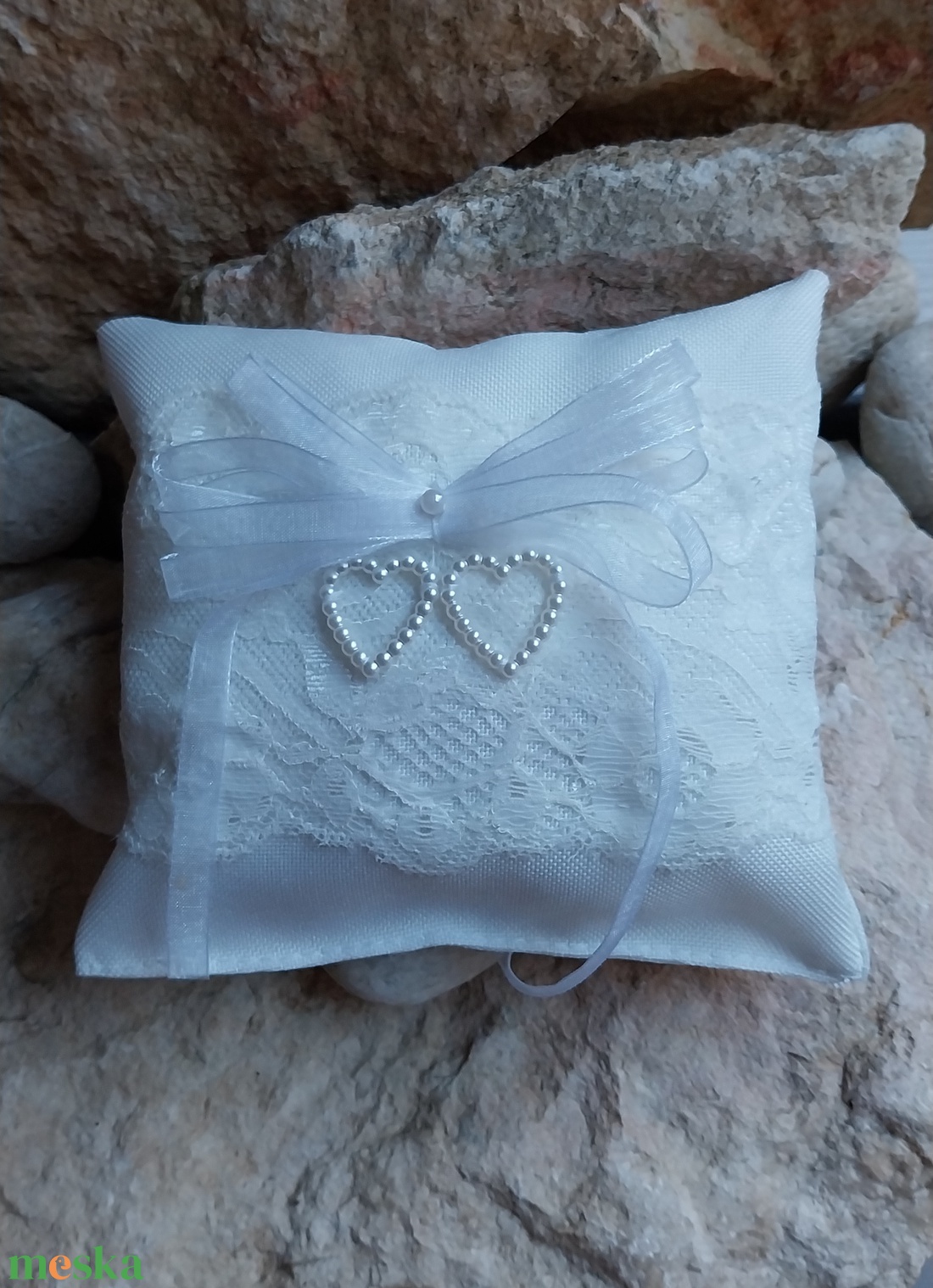 gyűrűtartó párna - esküvő - kiegészítők - gyűrűtartó & gyűrűpárna - Meska.hu