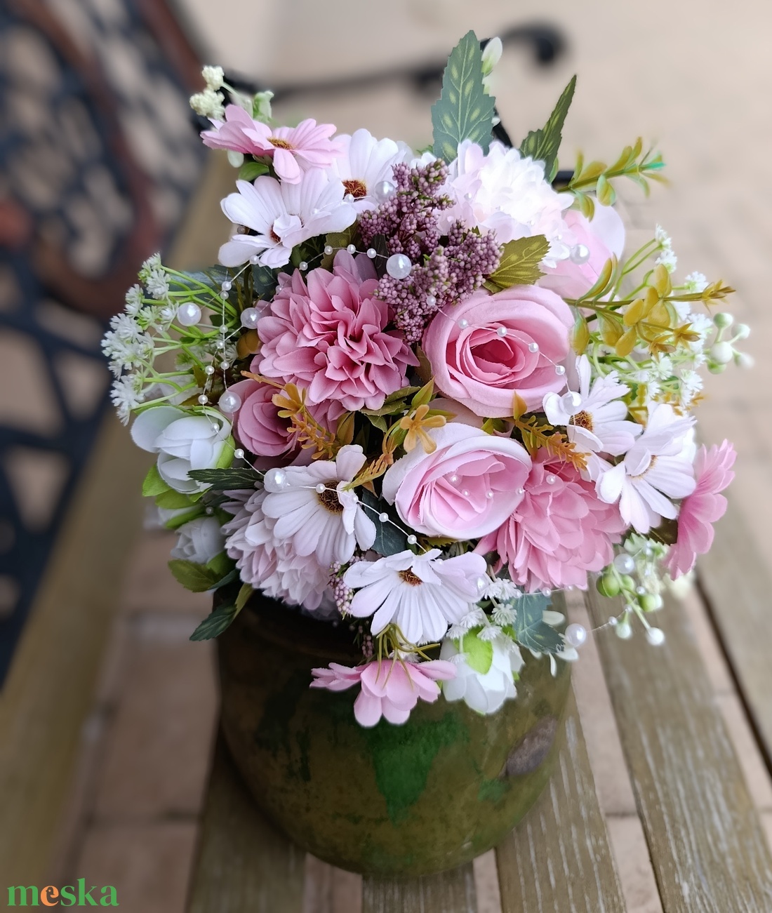 Menyasszonyi csokor fehér masnival - esküvő - menyasszonyi- és dobócsokor - Meska.hu