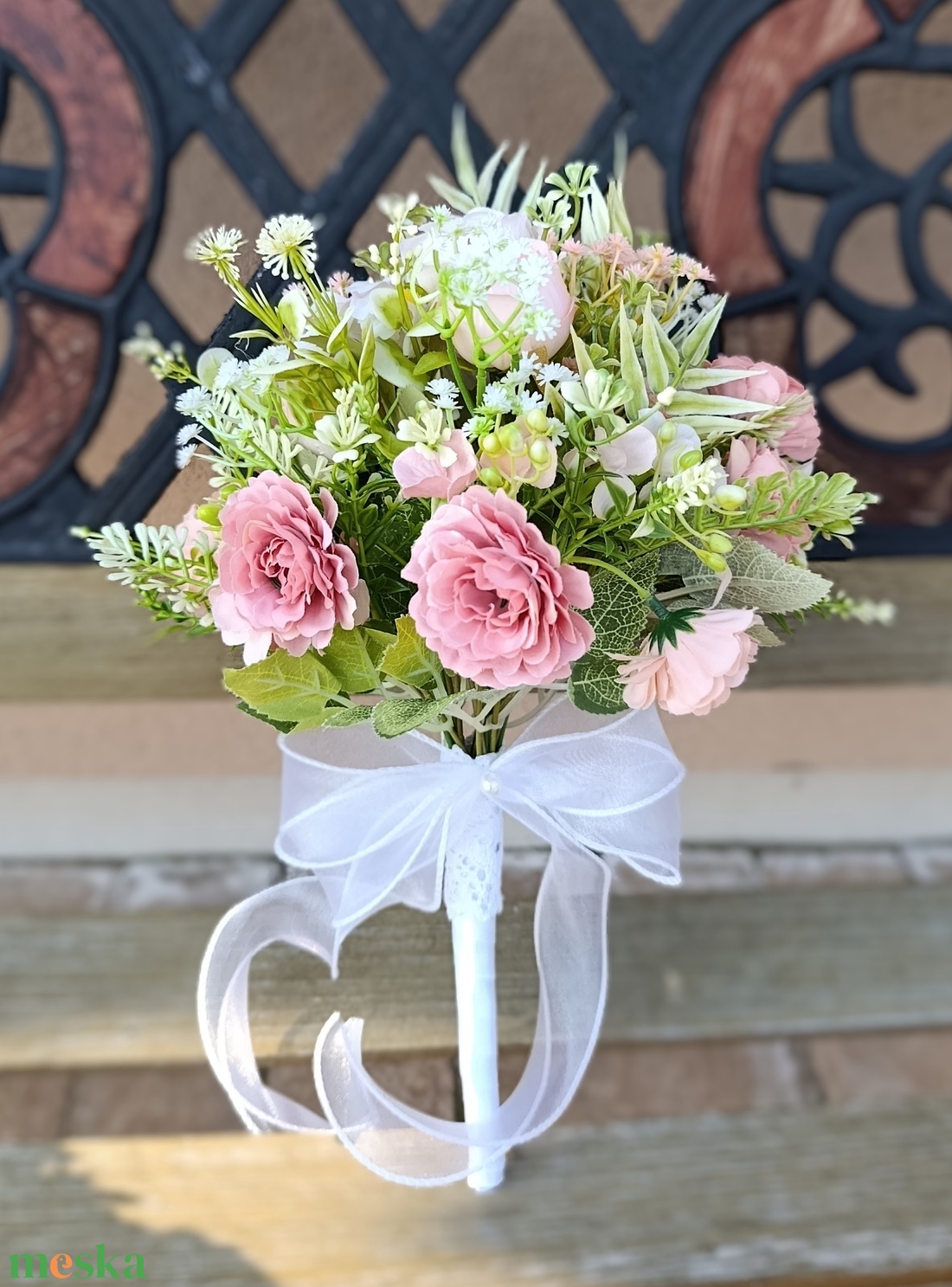 menyasszonyi csokor fehér organzaszalaggal - esküvő - menyasszonyi- és dobócsokor - Meska.hu