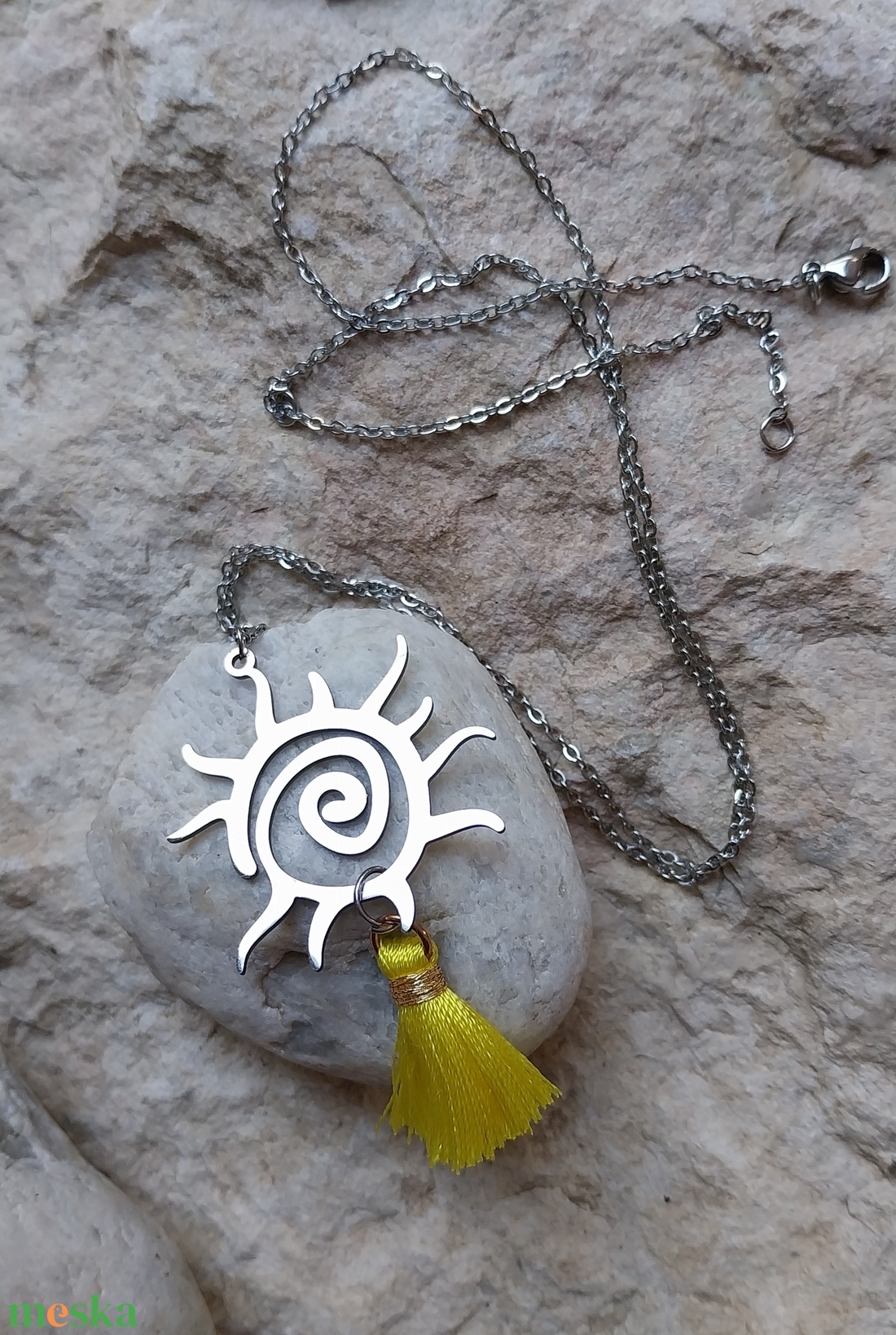 napfény lánc+fülbevaló szett - ékszer - nyaklánc - medálos nyaklánc - Meska.hu