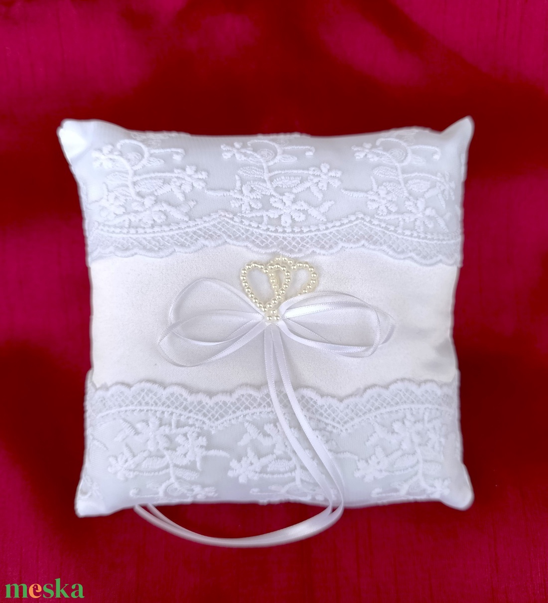 gyűrűtartó párna - esküvő - kiegészítők - gyűrűtartó & gyűrűpárna - Meska.hu