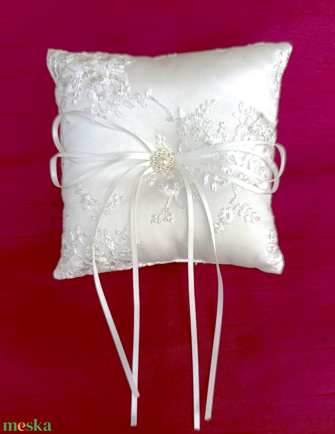 gyűrűtartó párna - esküvő - kiegészítők - gyűrűtartó & gyűrűpárna - Meska.hu