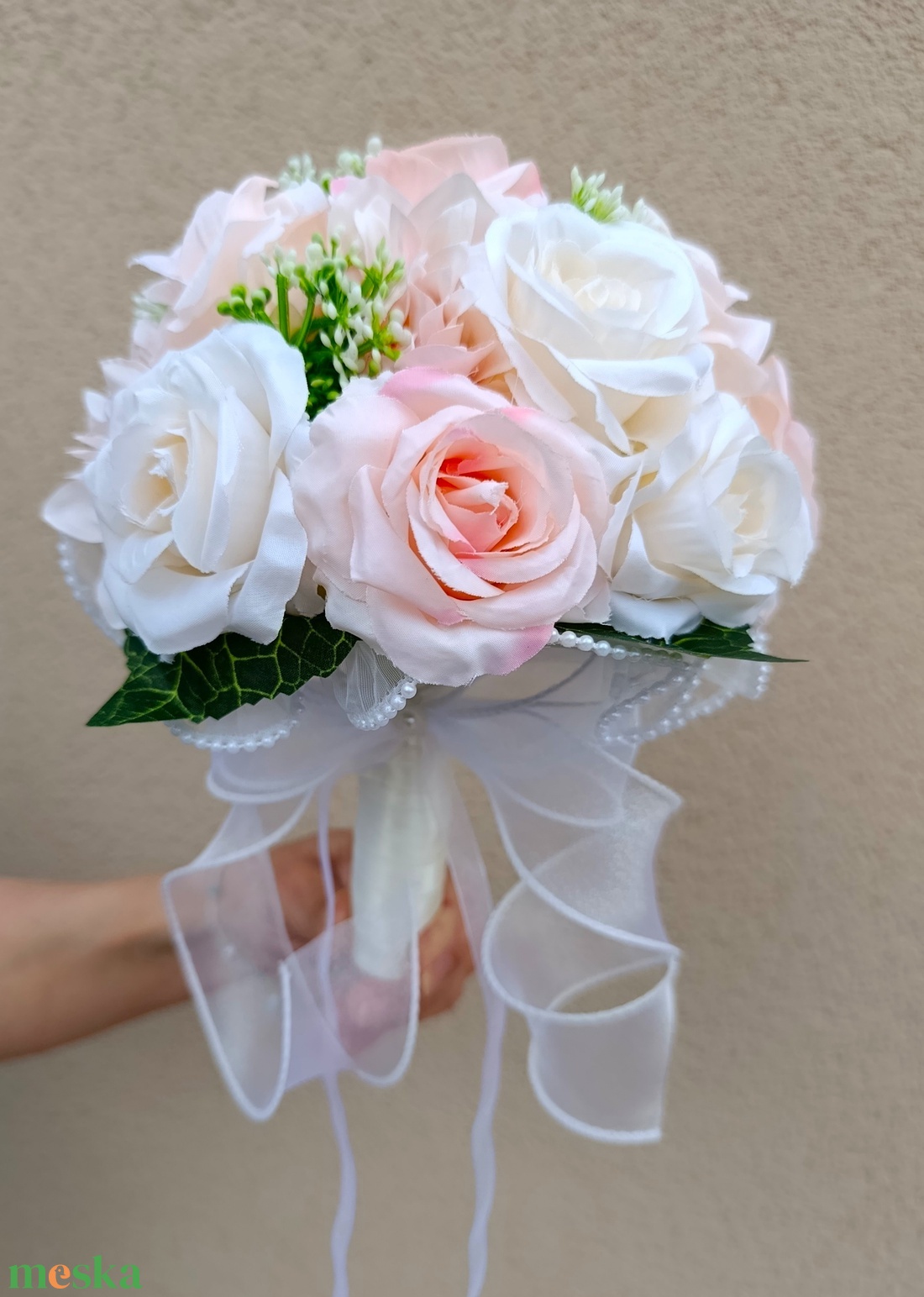 vintage menyasszonyi csokor rózsákkal - esküvő - menyasszonyi- és dobócsokor - Meska.hu