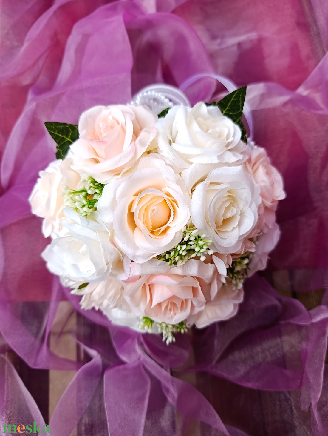 vintage menyasszonyi csokor rózsákkal - esküvő - menyasszonyi- és dobócsokor - Meska.hu