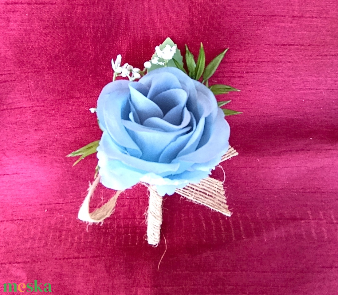 kék rózsás vőlegény/ tanú kitűző - esküvő - meghívó & kártya - tanú felkérő - Meska.hu