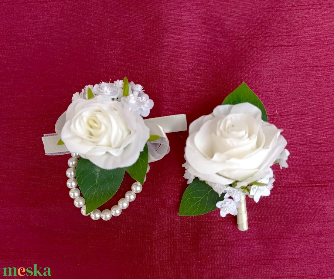 Kitűző és csuklódísz mini csomag  - esküvő - kiegészítők - kitűző - Meska.hu