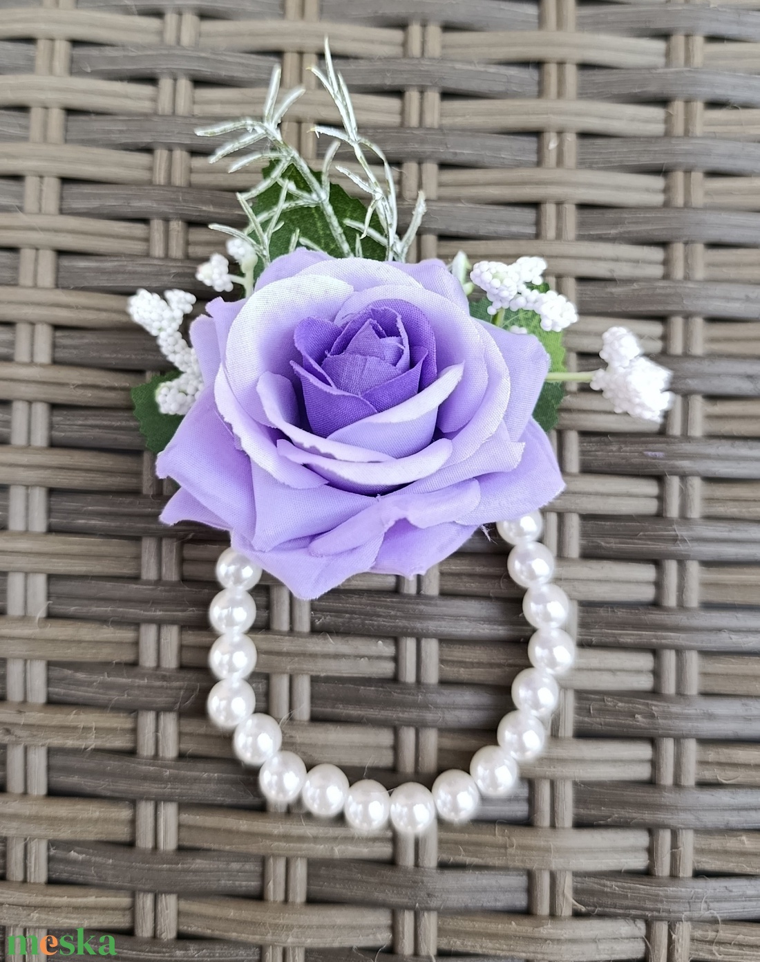 Tanú lány / Koszorúslány csuklódísz lila rózsával - esküvő - ékszer - karkötő & csuklódísz - Meska.hu