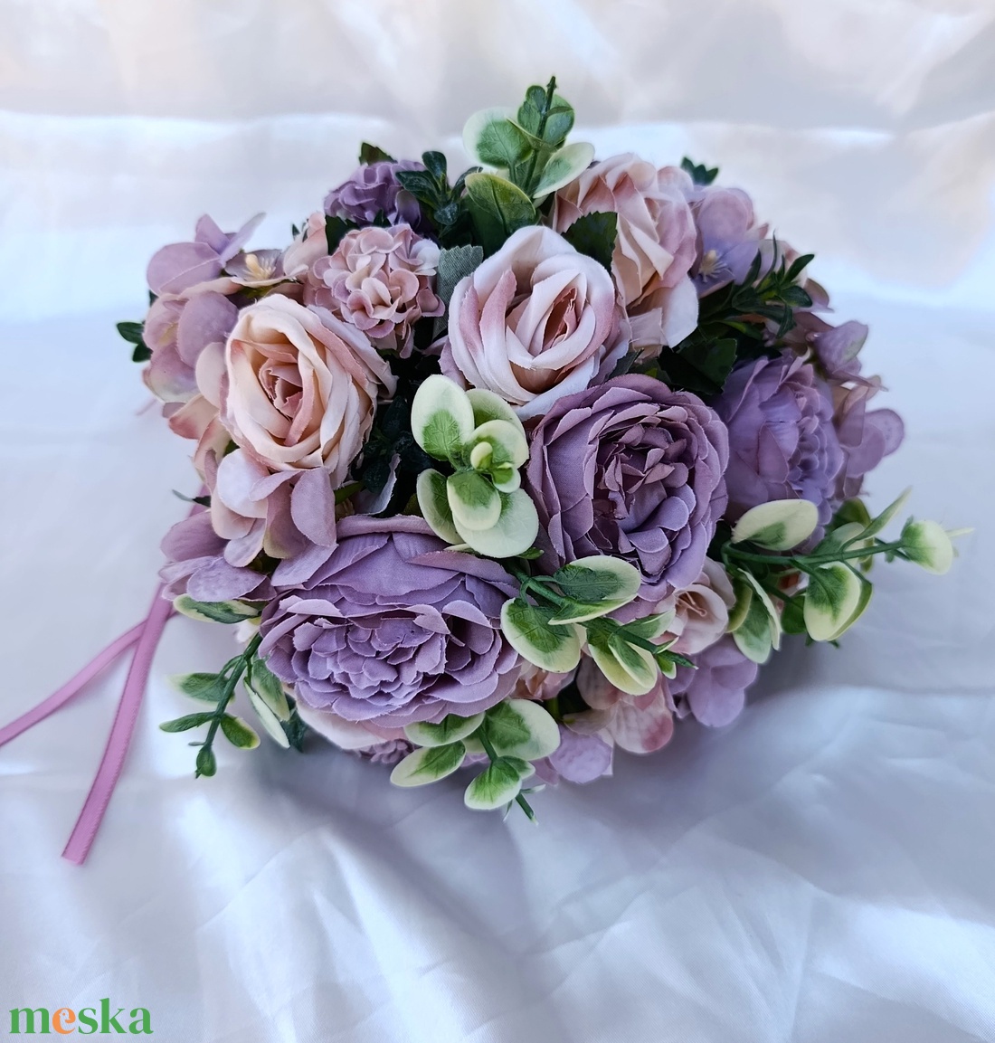 Vintage mályva színű menyasszonyi csokor - esküvő - menyasszonyi- és dobócsokor - Meska.hu