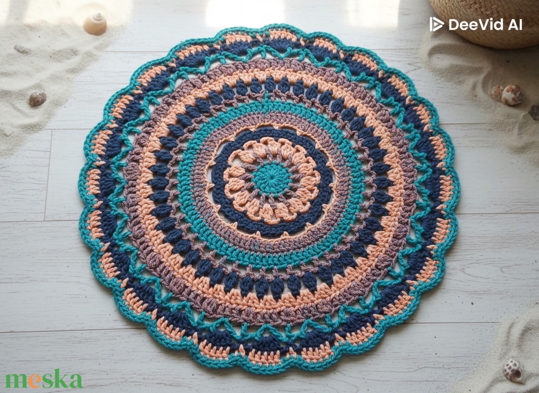 Copacabana horgolt mandala szőnyeg  - otthon & életmód - lakástextil - szőnyeg - horgolt szőnyeg - Meska.hu