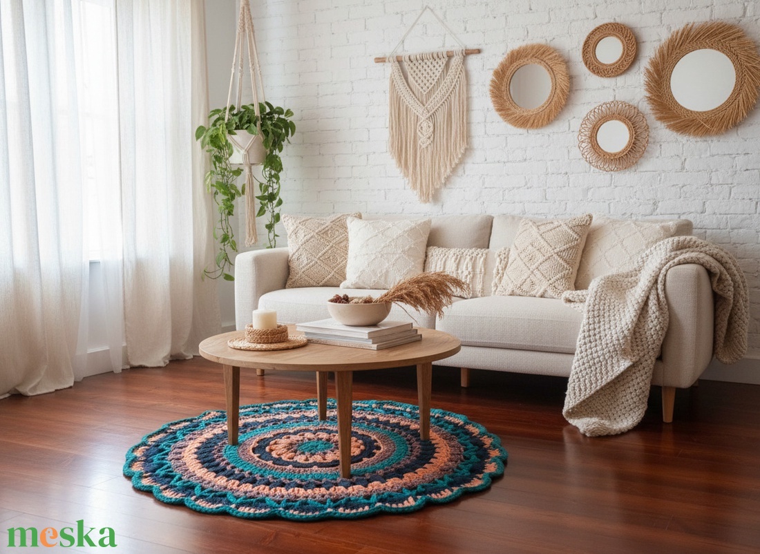 Copacabana horgolt mandala szőnyeg  - otthon & életmód - lakástextil - szőnyeg - horgolt szőnyeg - Meska.hu