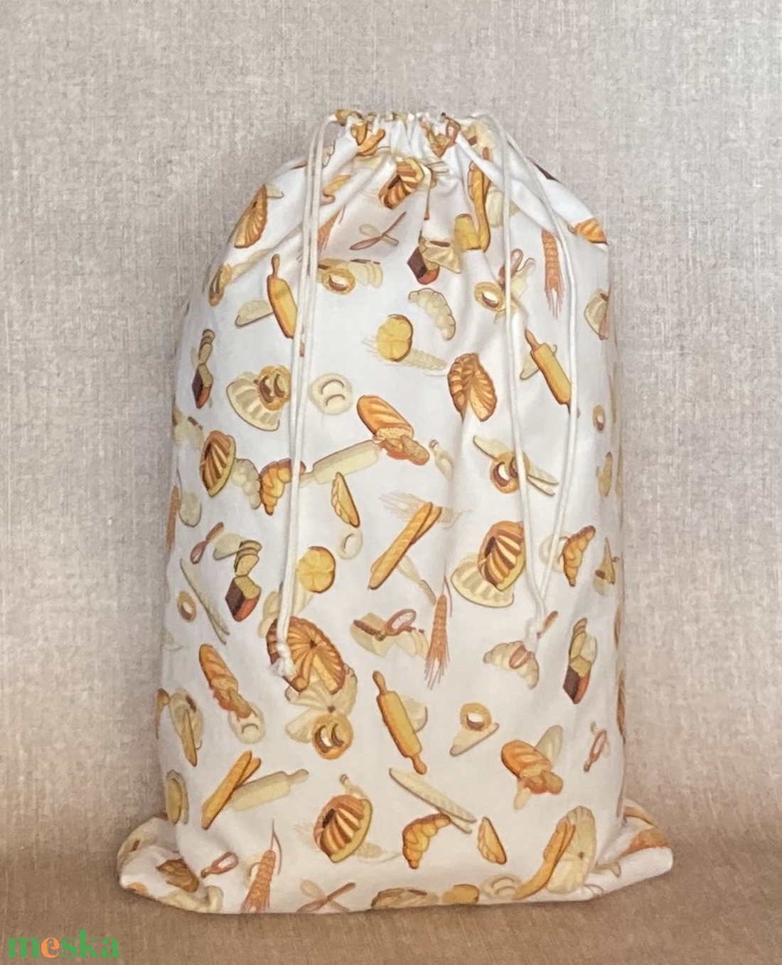 Péksütemény/1 kg-os kenyeres zsák - ekrű alapon péksütemény mintás - táska & tok - bevásárlás & shopper táska - kenyeres zsák - Meska.hu