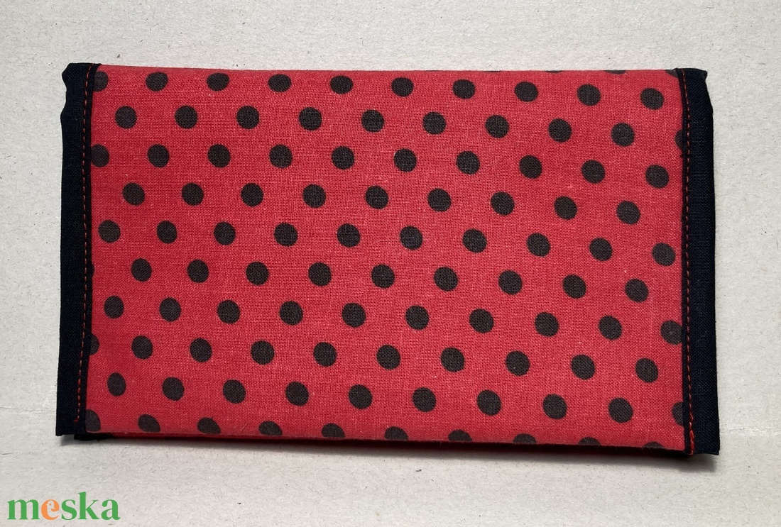 Pénztárca  - piros-fekete pöttyös - táska & tok - pénztárca & más tok - pénztárca - női pénztárca - Meska.hu