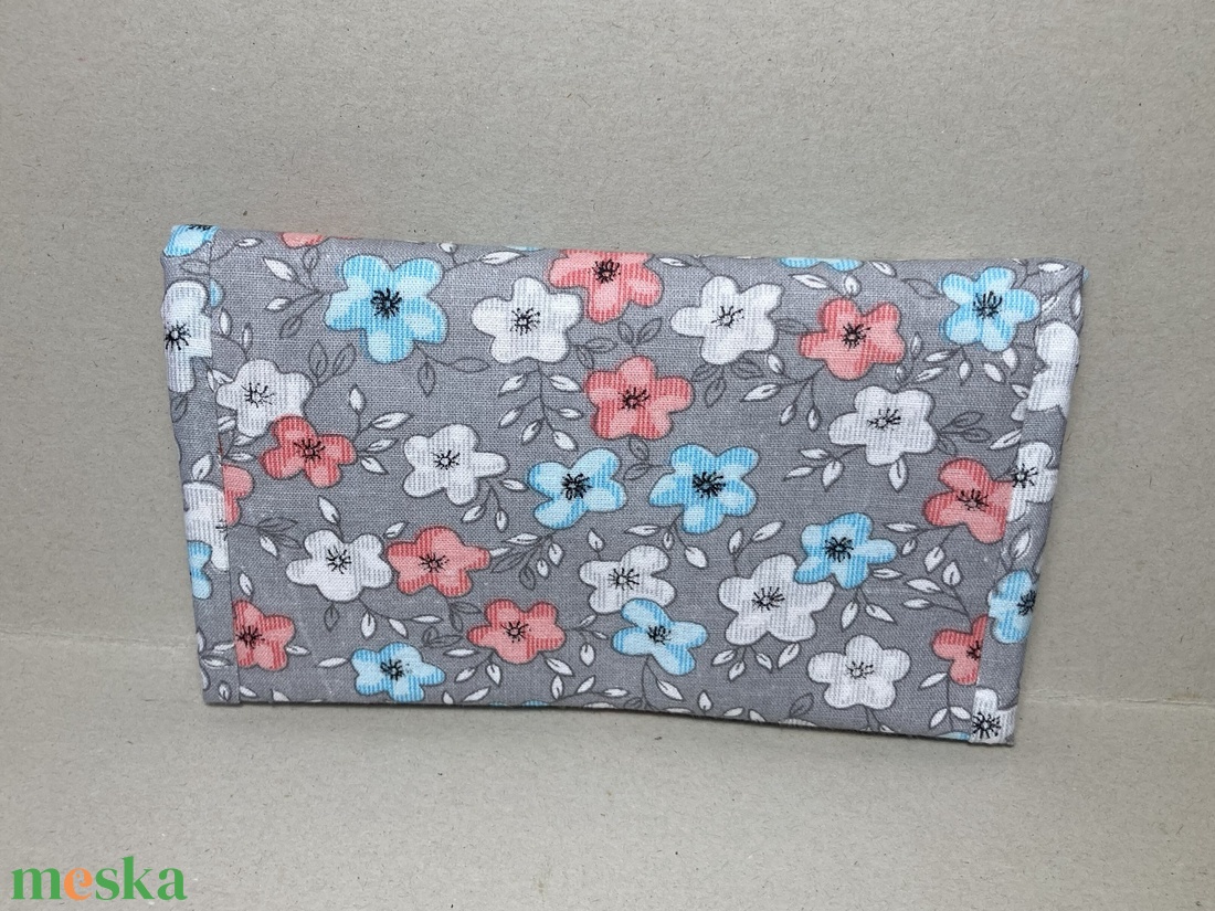 Pénztárca  - szürke, virágos - táska & tok - pénztárca & más tok - pénztárca - női pénztárca - Meska.hu