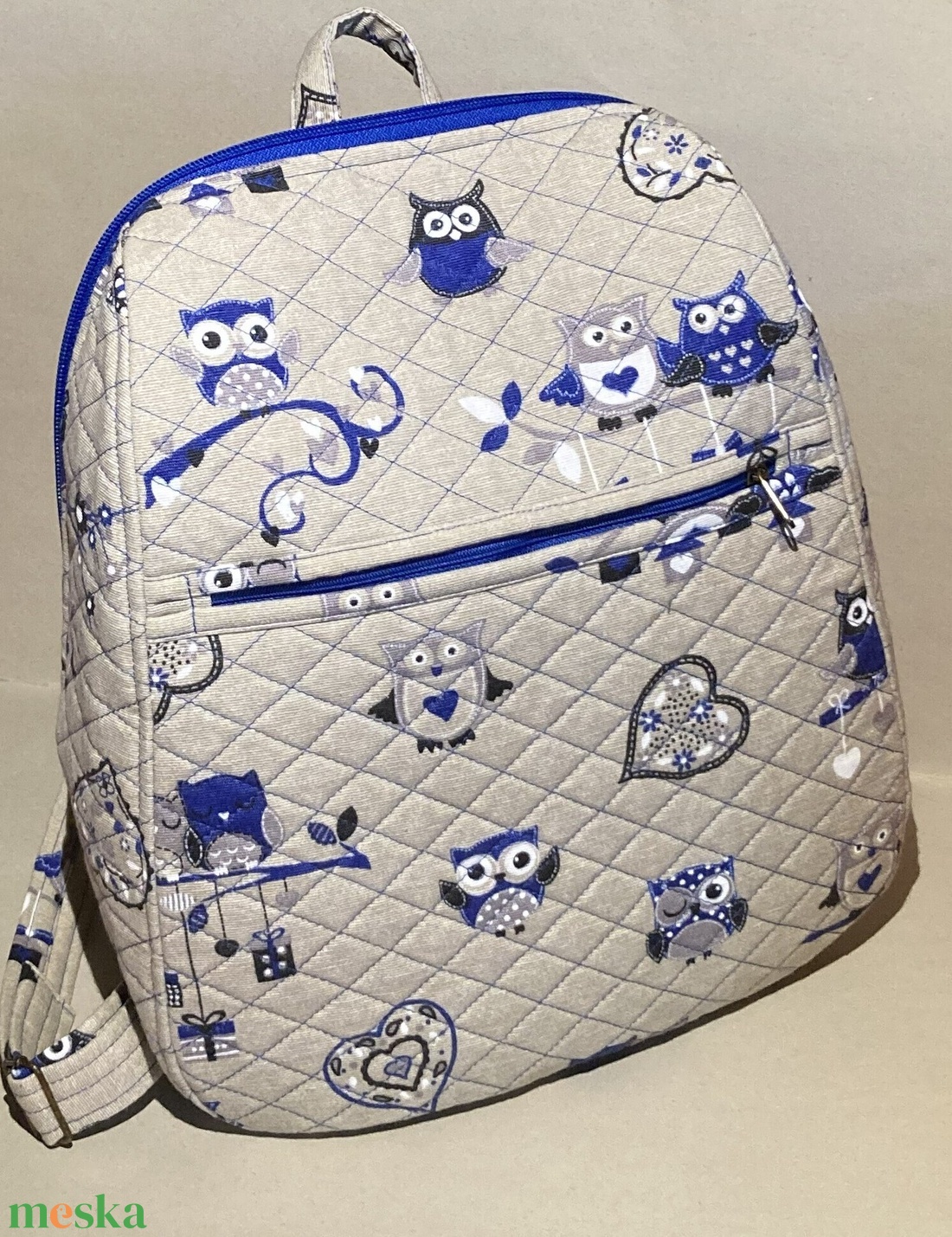 Baglyos vászon hátizsák - táska & tok - hátizsák - hátizsák - Meska.hu