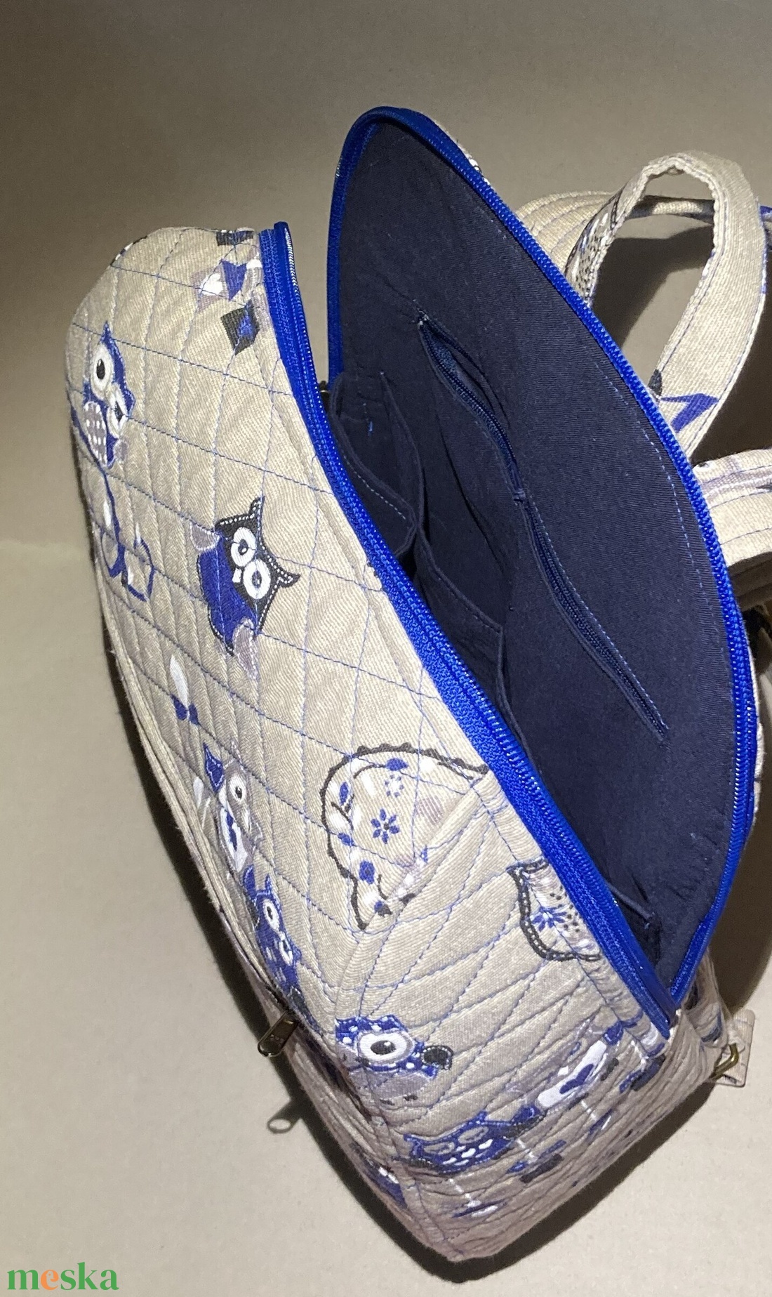 Baglyos vászon hátizsák - táska & tok - hátizsák - hátizsák - Meska.hu