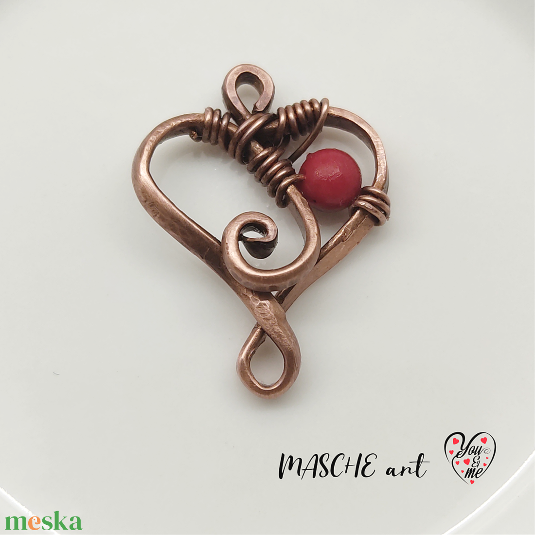 Kézműves szív alakú nyakláncos medál vintage stílusban. No #010524 - ékszer - nyaklánc - medál - Meska.hu