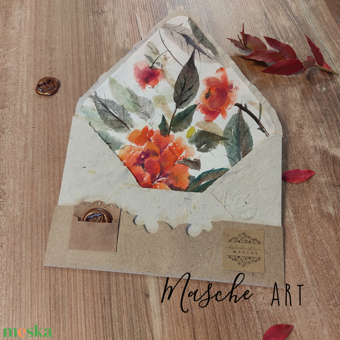 Eredeti kézzel festett rózsás boríték / 17 x 11,5 cm - otthon & életmód - papír, írószer - ajándékozás kellékei - pénzátadó boríték - Meska.hu