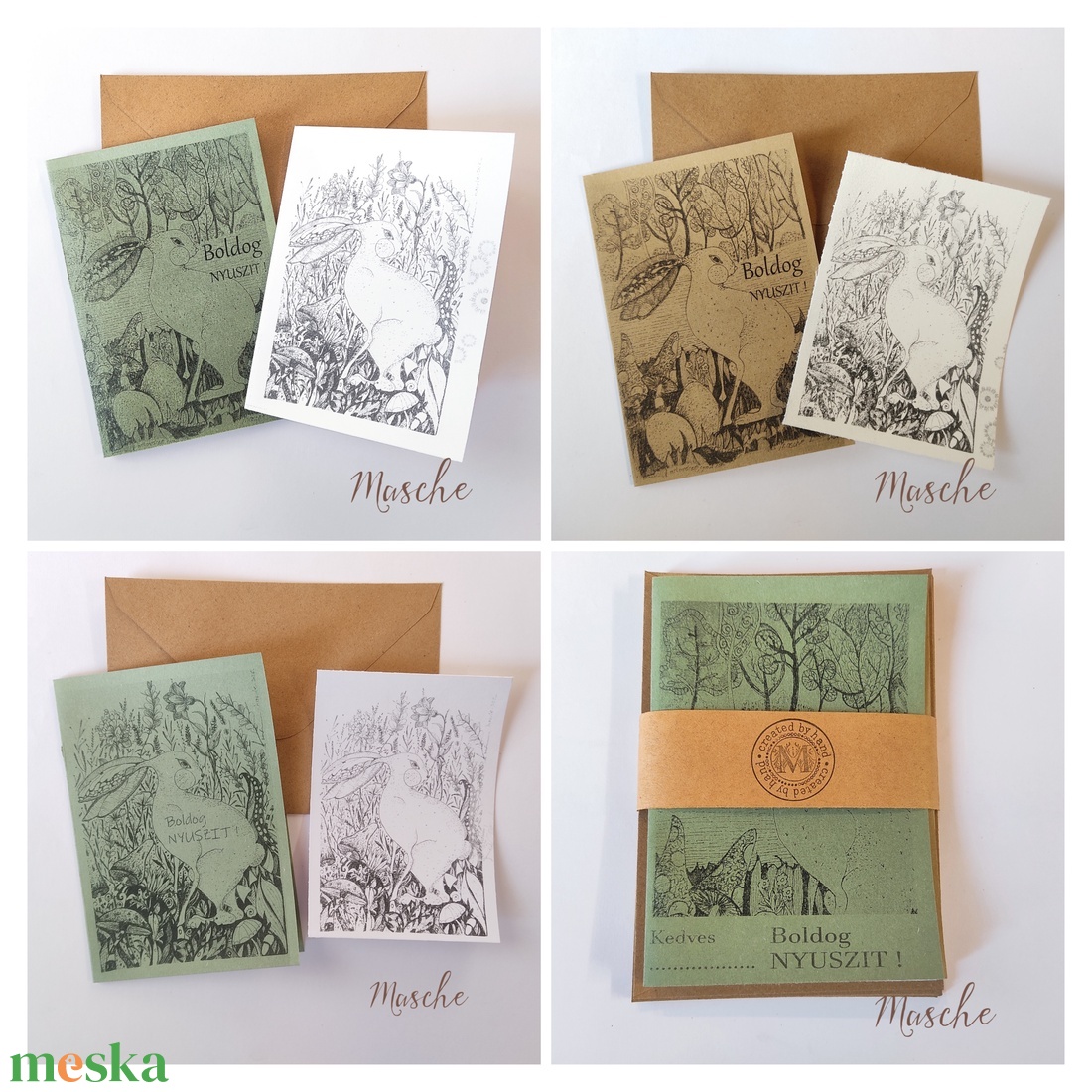 Húsvéti képeslap csomag - 7 db - os - otthon & életmód - papír, írószer - ajándékozás kellékei - képeslap, üdvözlőlap - Meska.hu